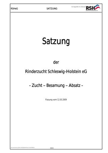 die Satzung als pdf-Dokument - Rinderzucht Schleswig-Holstein e.G.