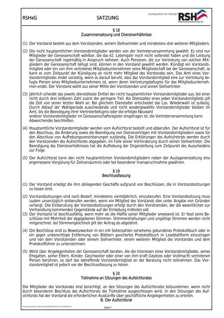 die Satzung als pdf-Dokument - Rinderzucht Schleswig-Holstein e.G.