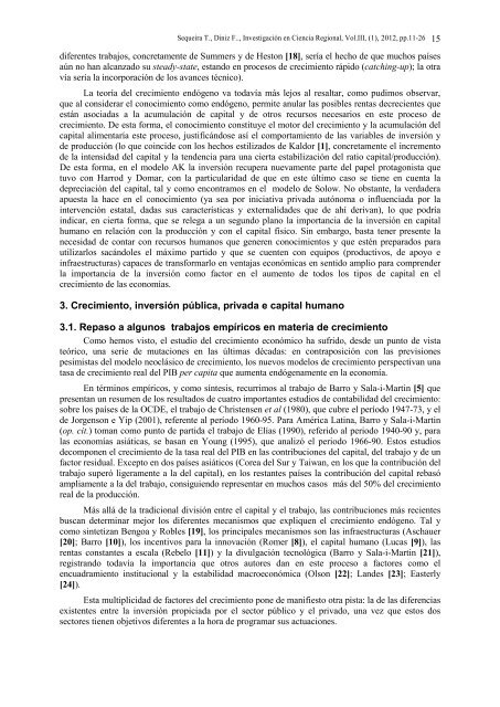 InvestigaciÃ³n en Ciencia Regional, Vol.III, (1), 2012