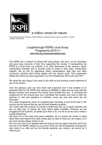a million voices for nature - RSPB