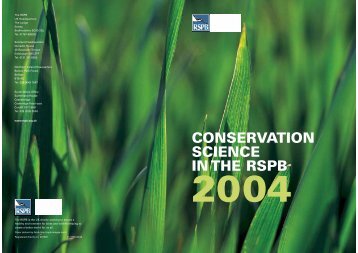 Conservation Science in the RSPB 2004