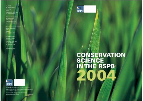 Conservation Science In The Rspb 2004 - 
