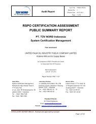 RSPO CERTIFICATION ASSESSMENT PUBLIC SUMMARY REPORT