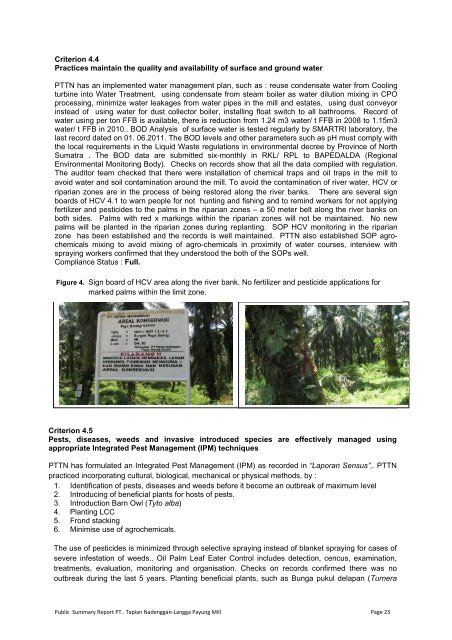 RSPO CERTIFICATION ASSESSMENT PUBLIC SUMMARY REPORT