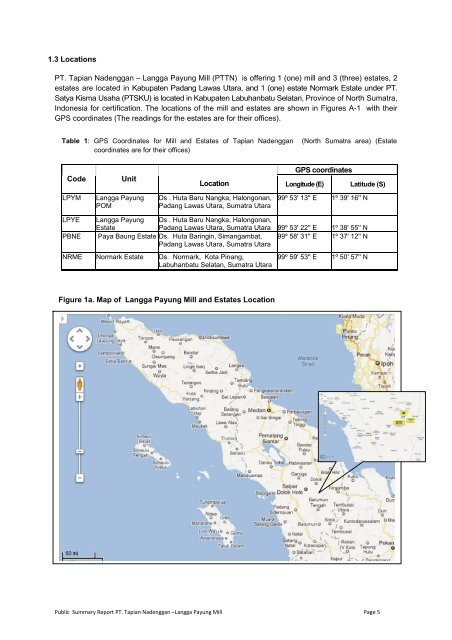 RSPO CERTIFICATION ASSESSMENT PUBLIC SUMMARY REPORT