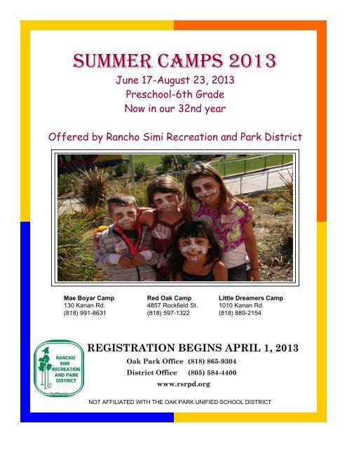 "SUMMER CAMP" BROCHURE (pdf) - Rancho Simi Recreation and ...