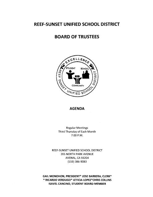Board Packet - Reef-Sunset Unified School District