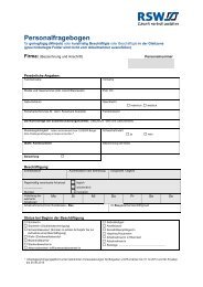 Personalfragebogen - RSW AG