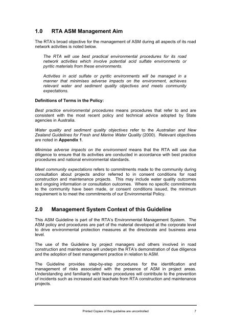 Guideline for the Management of Acid Aulphate Materials - RTA