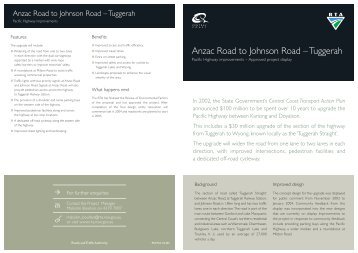 Anzac Road to Johnson Road Tuggerah, community update - RTA