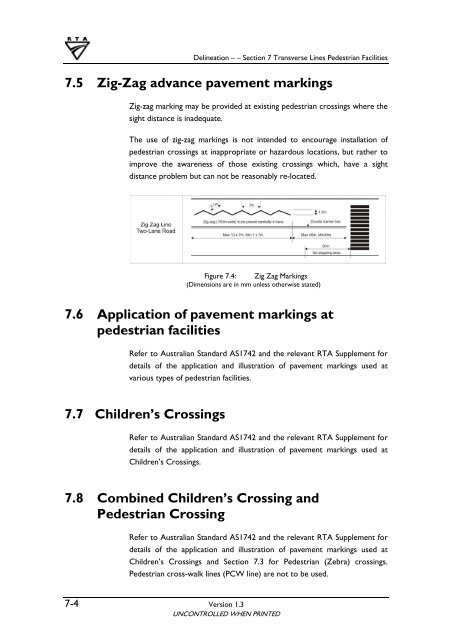 Section 7 - Transverse lines pedestrian facilities - RTA