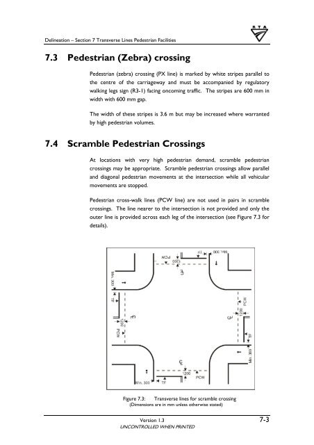 Section 7 - Transverse lines pedestrian facilities - RTA