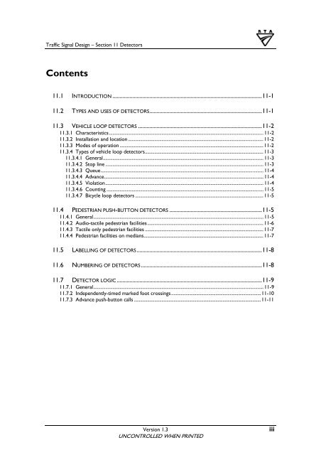 Traffic Signal Design - Section 11 Detectors - RTA