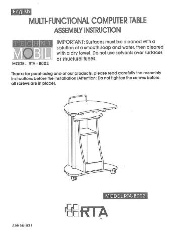 MULTl-FUNCTIONAL COMPUTER TABLE - RTA Products