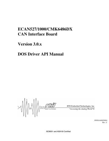 CAN Bus Driver DOS API Manual - RTD Embedded Technologies, Inc.