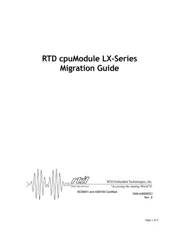 Geode LX Migration Guide - RTD Embedded Technologies, Inc.