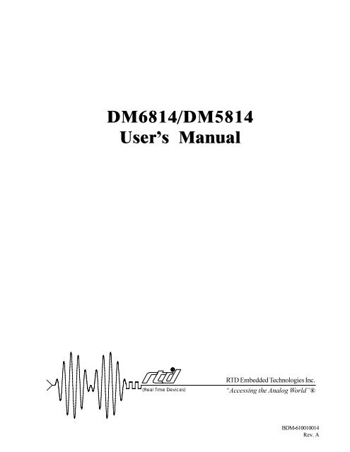 DM6814 Hardware Manual - RTD Embedded Technologies, Inc.