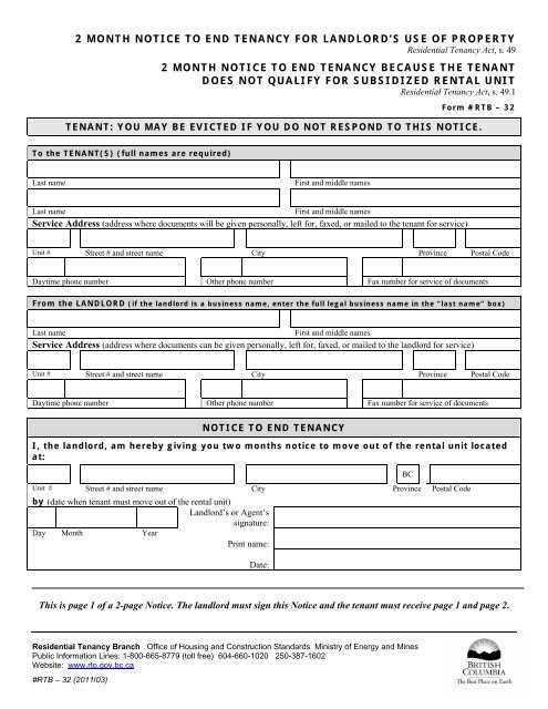 End Of Tenancy Notice Template Bc My Bios End Of Tenancy Notice Template Bc My Bios