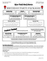 BIRTHDAY PARTY PACKAGES - River Trails Park District