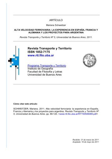 5(6) - Revista Transporte y Territorio - Universidad de Buenos Aires