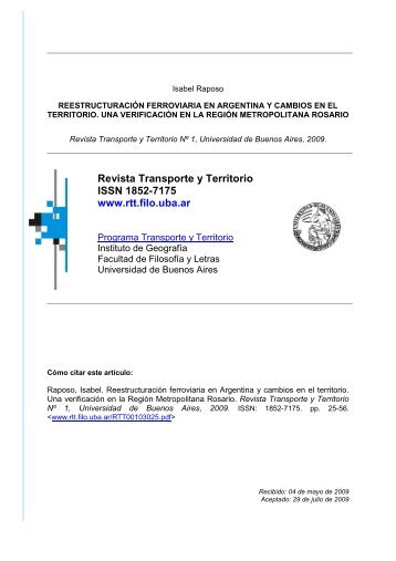 ReestructuraciÃ³n ferroviaria en Argentina y cambios en el territorio ...