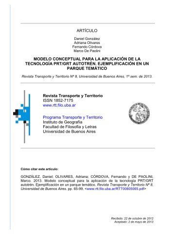 8(5) - Revista Transporte y Territorio - Universidad de Buenos Aires