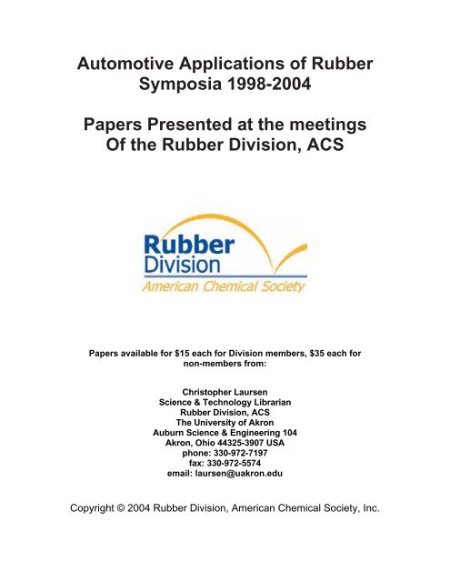 Rubber Testing Symposia - Rubber Division