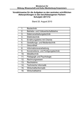 Vorabhinweise für die Aufgaben zu den zentralen schriftlichen ...