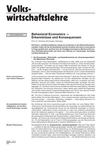 Behavioral Economics - Erkenntnisse und ... - Ruckriegel.org