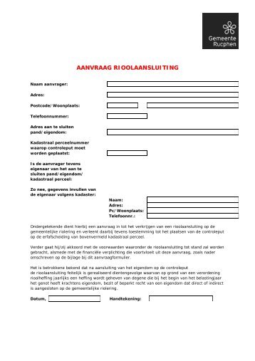 Rioolaansluiting aanvragen (PDF, 28 Kb) - Gemeente Rucphen