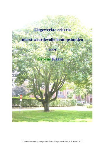 definitieve Criteria Groene Kaart - Gemeente Rucphen