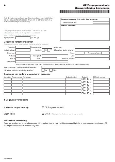 Collectieve zorgverzekering aanvragen (PDF, 98 kB) - Gemeente ...