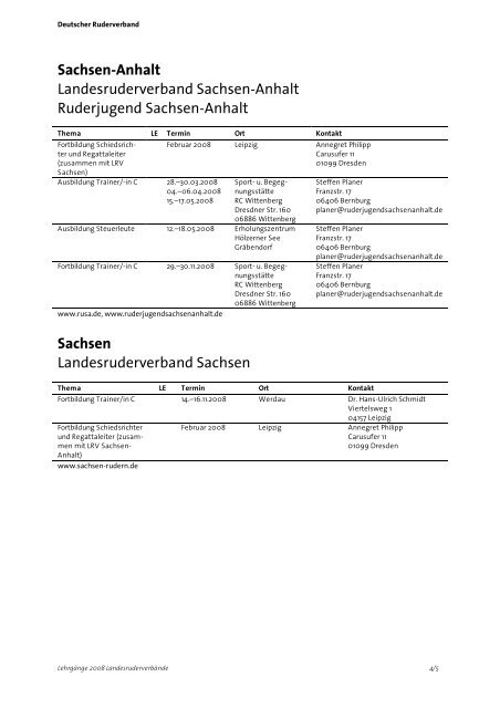 LehrgÃ¤nge 2008 LandesruderverbÃ¤nde - Rudern.de