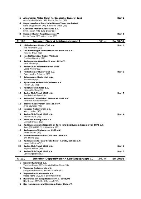 Meldeergebnis fÃ¼r die 103. GroÃe Bremer Ruderregatta ... - Rudern.de