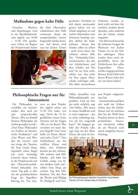 Adventsblatt« der Klasse 11 - Rudolf Steiner Schule Wuppertal