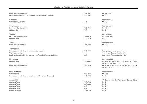 Quellen zur Bevölkerungsgeschichte in Schlesien