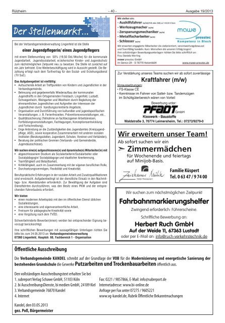 Donnerstag, den 9. Mai 2013 Nr. 19/2013 - Verbandsgemeinde ...