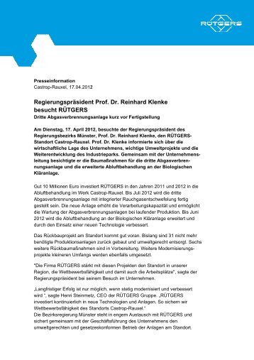 RegierungsprÃ¤sident Prof. Dr. Reinhard Klenke ... - RÃ¼tgers Group