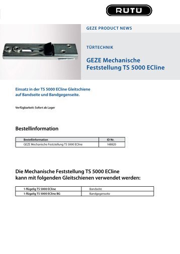 GEZE Mechanische Feststellung TS 5000 ECline