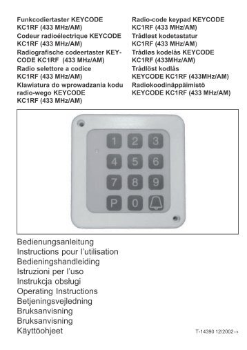 Betriebsanleitung Torsteuerungs-Key-Code