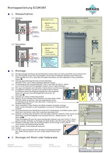 Montageanleitung ECOMONT - Rufalex Rollladen-Systeme AG