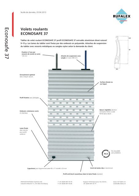 fiche de produit franÃ§ais (PDF 1100 ko) - Rufalex Rollladen-Systeme ...