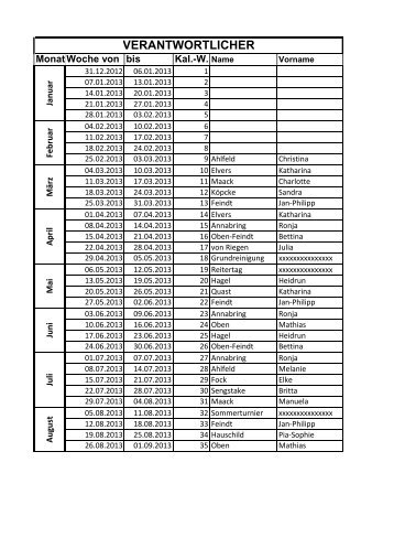 Hallendienstplan 2013-2014