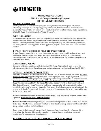 2009 Ruger Co-op Advertising Program Official Guidelines