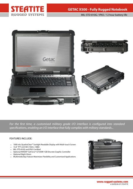Getac X500 Datasheet - Steatite Rugged Systems
