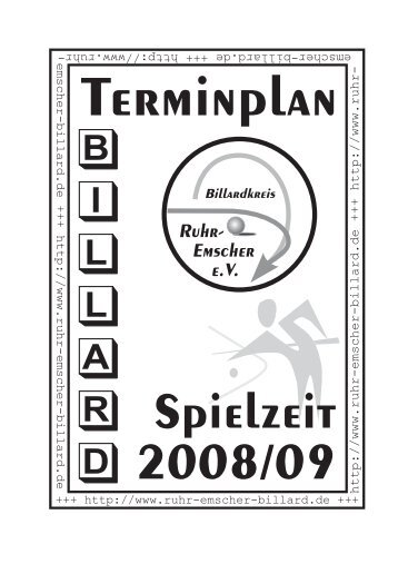 Terminheft 2008/09 - Billardkreis Ruhr-Emscher eV