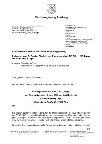 Einladung zum 3. Runden Tisch am 19.06.2008 - Ruhr