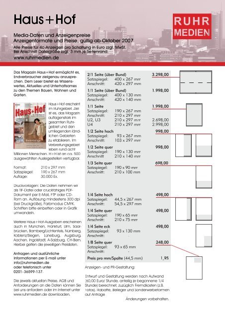 hausundhof-A4 2008.indd - RUHR MEDIEN Werbeagentur