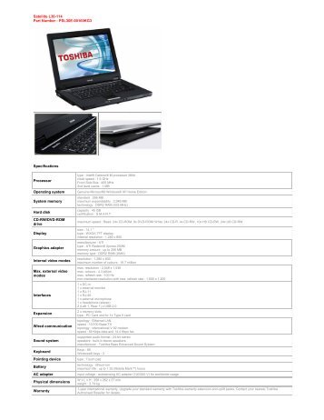 Satellite L30-114 Part Number : PSL30E-00100KG3 ... - ComX