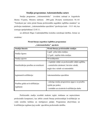 Studiju programmas Aukstumtehnika saturs - RÄ«gas ...